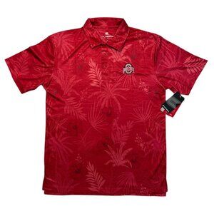 NEW Men’s Size MEDIUM Colosseum Ohio State Buckeyes Polo Hawaiian Shirt Red NCAA